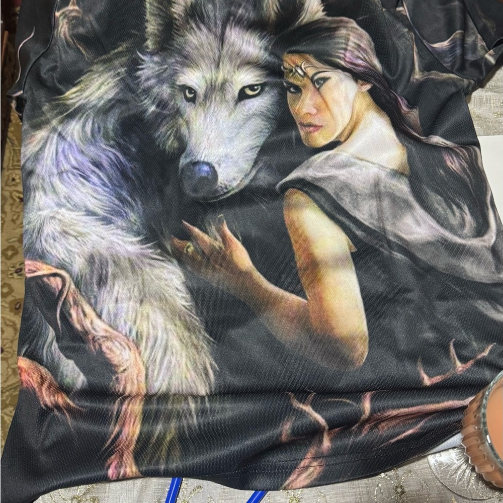 Wolf and Woman Graphic T-Shirt
